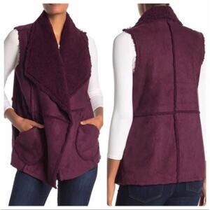 Caslon Reversible Draped Faux Shearling Vest Size S